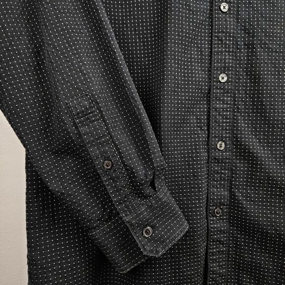 Michael Kors Mens XL Dress Shirt Black White Dot Button Up Long Sleeve - Picture 5 of 16